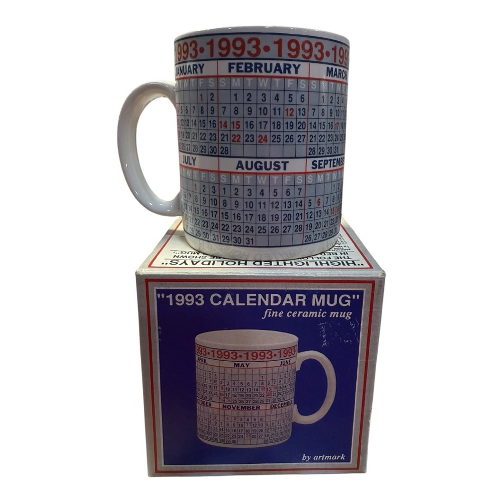 Vintage 1993 Calendar Mug – Artmark – With Original Box